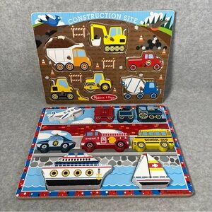 Melissa & Doug Wood Puzzles Transportation Construction Toddler Educational READ